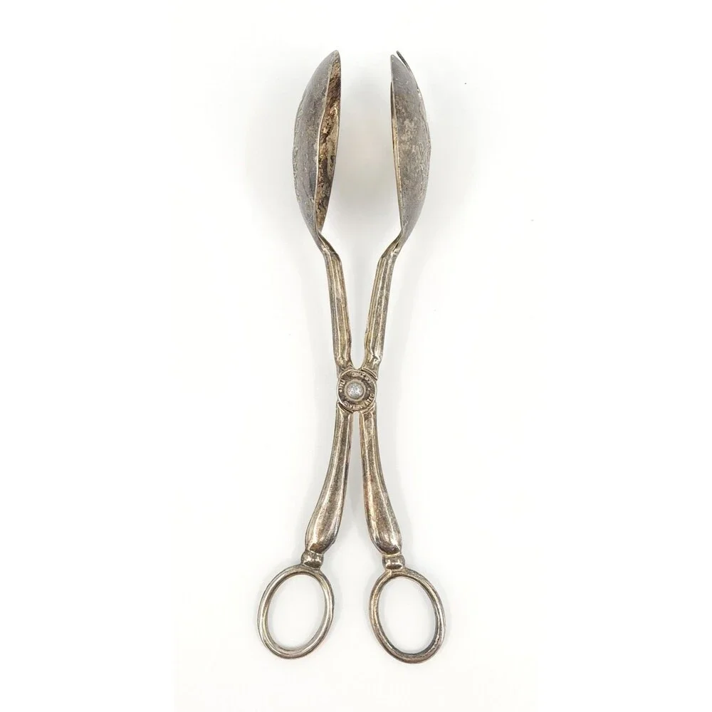 VTG Italy Silverplated Scissor Salad Tongs 8.5